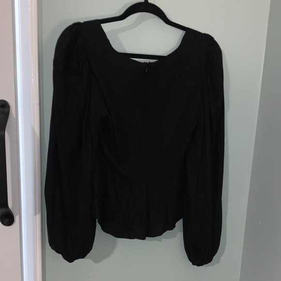 Black Blouse with Flared Sleeve - Picture 3 of 3